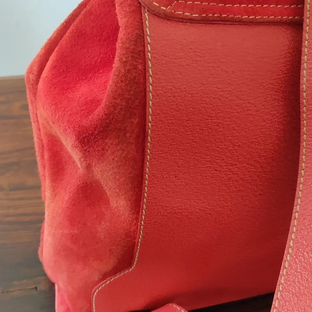 Red Suede Gucci Backpack Vintage Bamboo - Picture 14 of 17